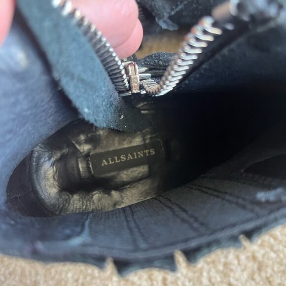 AllSaints | Suede Quentin Harness Black Ankle Boots - Picture 12 of 14